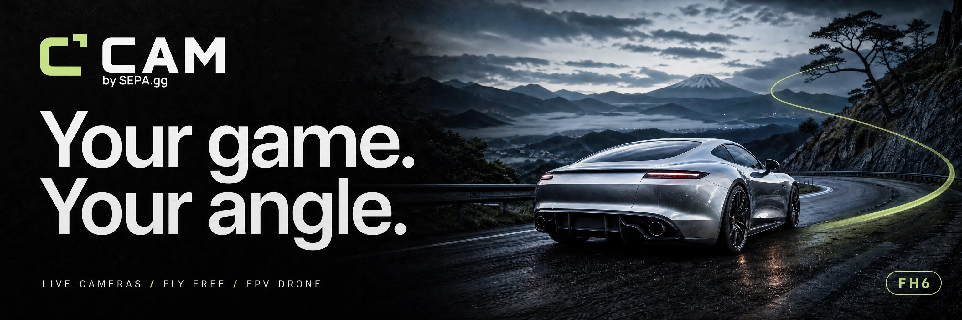 Generated wide CAM launch banner with a sports car